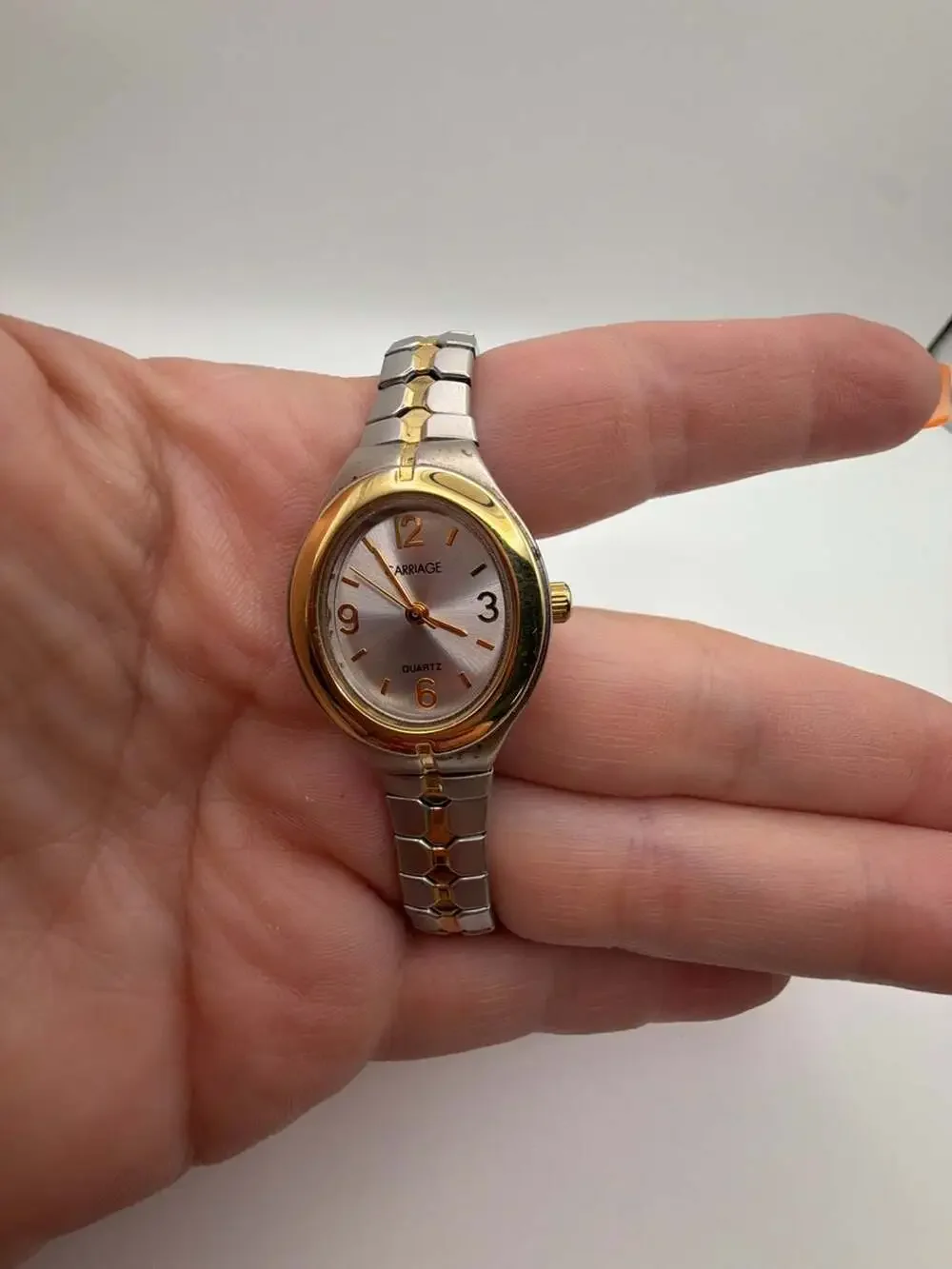 Carriage by Timex Women's Two-Tone Oval Quartz Watch with Expansion Bracelet